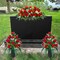 Artificial Cemetery & Memorial Flowers with Vase – Red Silk Rose Gravesite Bouquets, Outdoor Headstone Decoration, Long-Lasting Memorial Arrangement (2 Sets, 18 Heads)